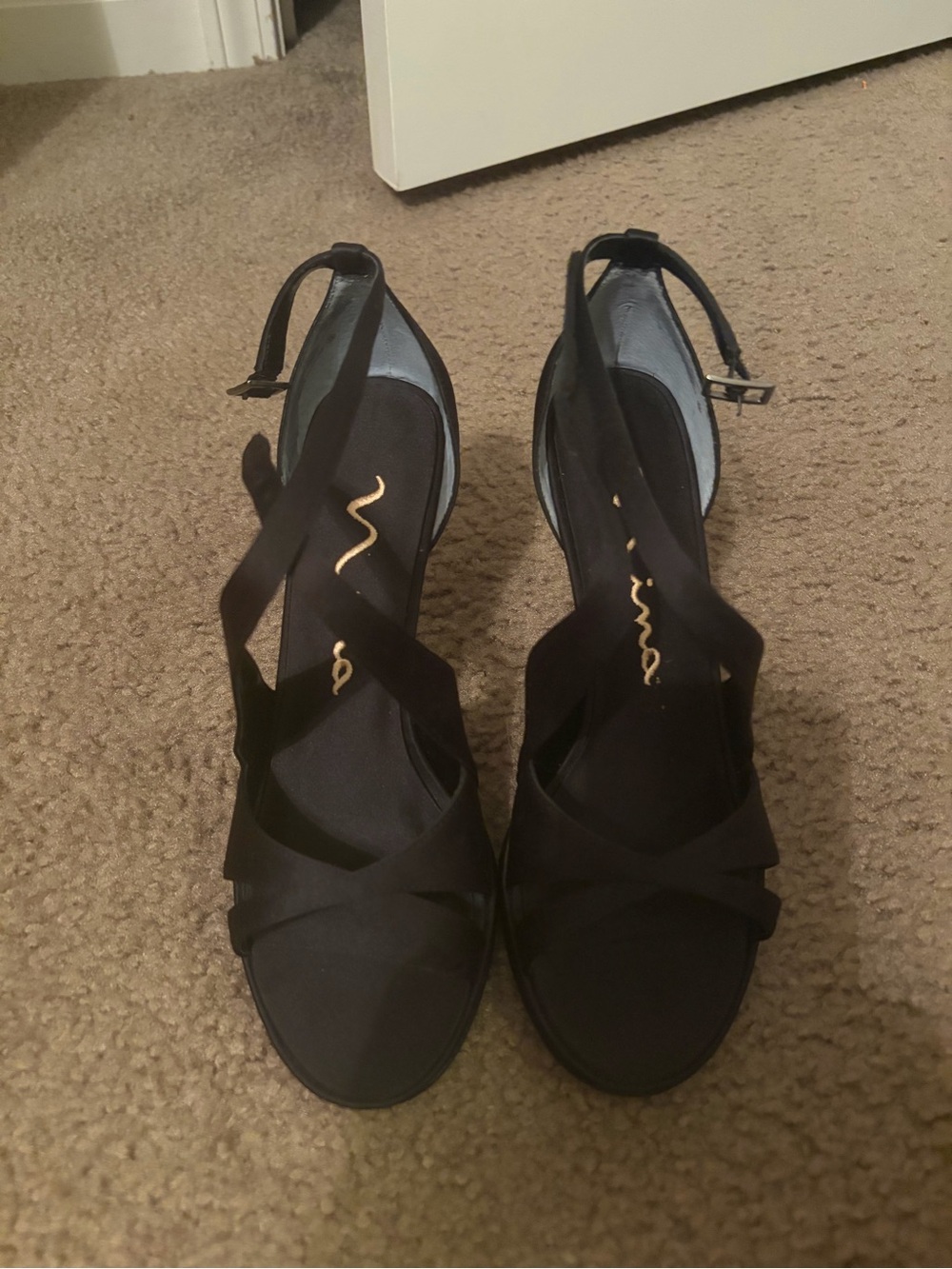 Nina Black Strappy Heeled Sandals